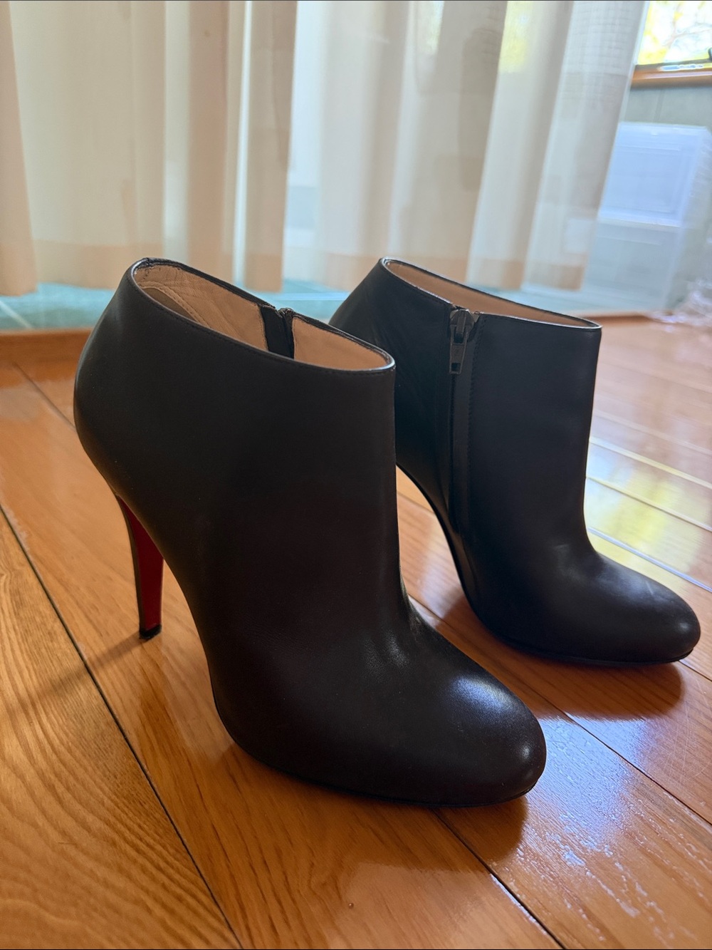 Christian Louboutin Black Leather High-Heel Ankle Booties